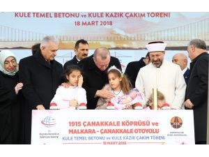 Çanakkale Köprüsü inşaatında denize iniliyor