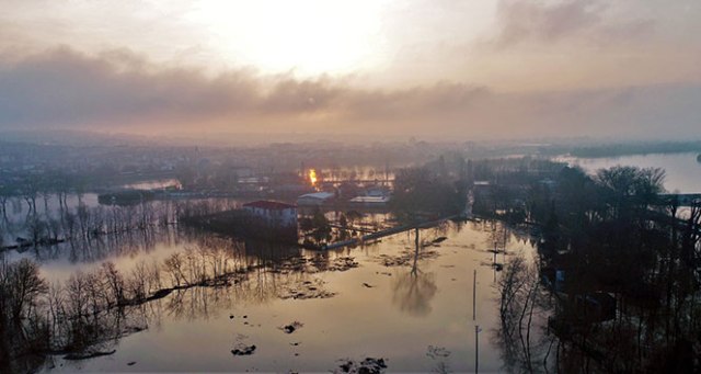 Edirne'de 'taşkın kabusu' havadan görüntülendi