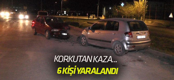 İki otomobil  çarpıştı: 6 yaralı