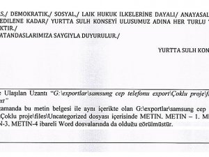 Yurtta Sulh Konseyi İhanet bildirisini defalarca değiştimiş!