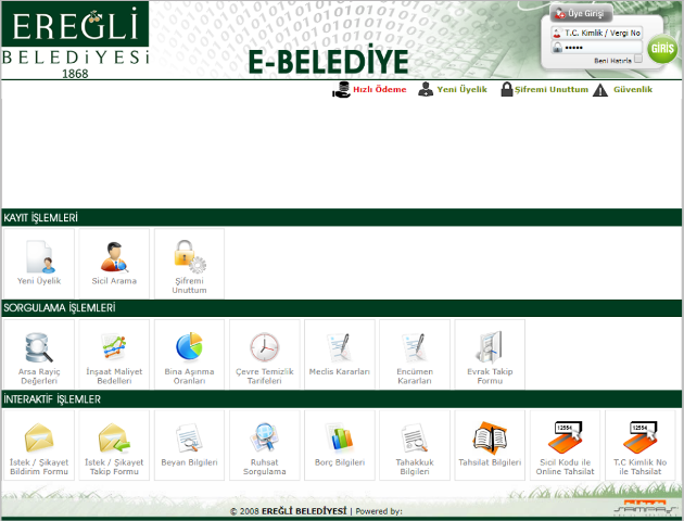 E-Belediye  vatandaşa kolaylık sağlıyor