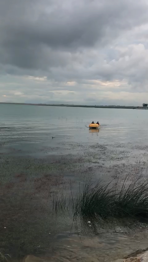 Gölde ayağına ip dolanan su kuşuna yardım için seferber oldular