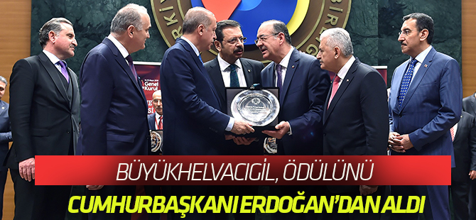 Büyükhelvacıgil, Hizmet Şeref Belgesini Cumhurbaşkanı Erdoğan’dan aldı