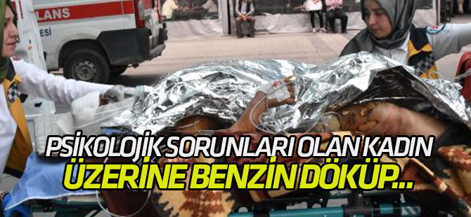 Bahçede, Üzerine Benzin Döküp, Kendini Ateşe Verdi