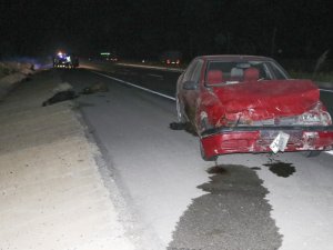 Otomobil küçükbaş hayvan sürüsüne çarptı