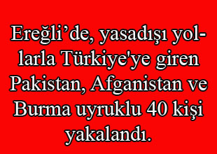 Ereğli'de kaçak göçmen operasyonu