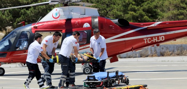 Konya'da yaylada yaralanan epilepsi hastası helikopterle taşındı