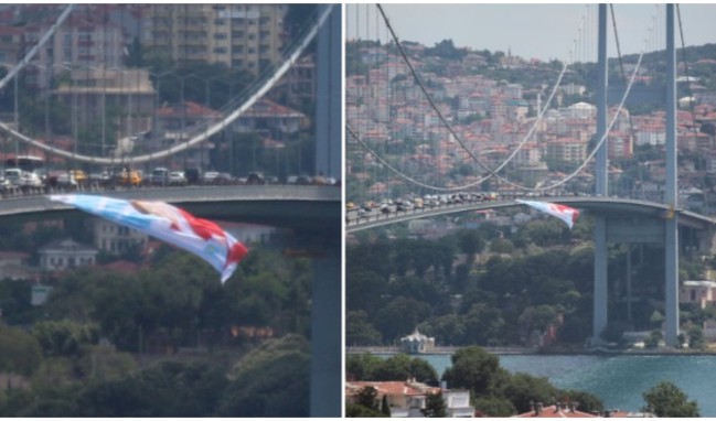 15 Temmuz Köprüsü'ne Akşener bayrağı asıldı! İllegal seçim çalışması...