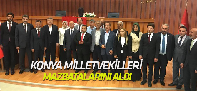 Konya milletvekilleri mazbatalarını aldı