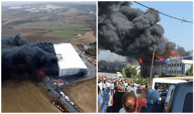 Hadımköy'de bir fabrika alev alev yanıyor...