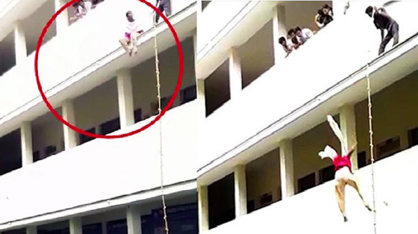 Güvenlik tatbikatında binadan atılan genç kız öldü