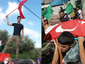 Gazze şehidini Türk bayrağıyla uğurladı