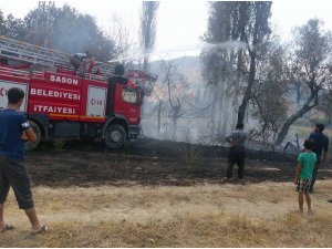 Meyve bahçesinde çıkan yangın zarara neden oldu