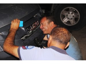 Araç kaputuna sıkışan kediyi çıkarmak için denemedikleri yöntem kalmadı