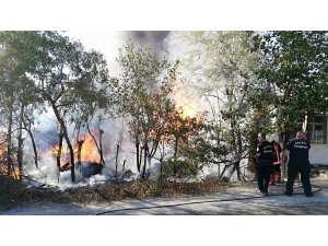 Bahçede hurdalıkta çıkan yangın evlere sıçradı