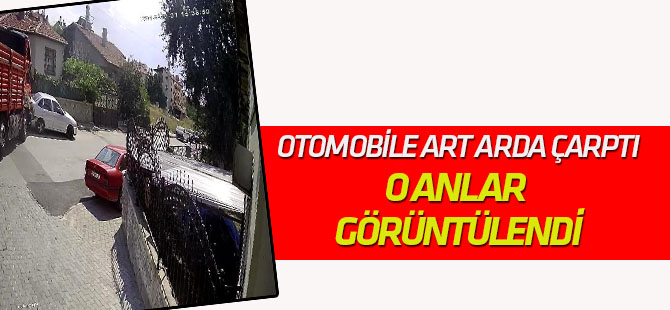Kamyon Park Halindeki Otomobile Art Arda Çarptı, O Anlar Görüntülendi