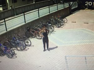 Sitenin bahçesindeki bisikletin çalınma anı kamerada