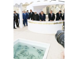Hazar Zirvesi’ne katılan devlet başkanları Hazar Denizi’ne balık bıraktı