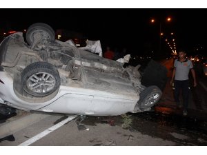 Taklalar atan otomobilden burnu bile kanamadan çıktı