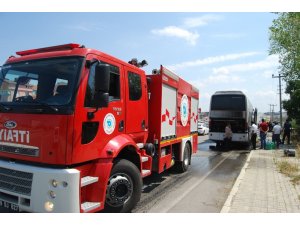 46 öğrencinin bulunduğu yolcu otobüsünde yangın