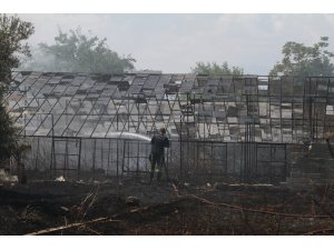 Hortumun yetişmediği yerleri su kovalarıyla söndürdüler