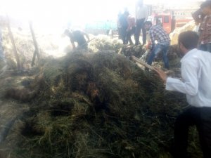 Özalp ilçesinde ot ve saman yangını