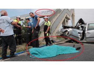 "Hız yolu değil, hayatı kısaltır" pankartı bulunan üst geçide çarpan otomobilde can verdi