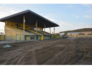 Aliağa ilçe stadında çimler yenileniyor