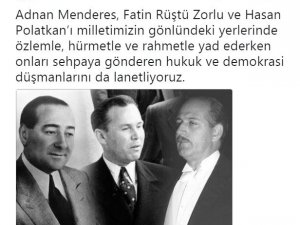 Bakan Kasapoğlu, Adnan Menderes, Fatin Rüştü Zorlu ve Hasan Polatkan’ı unutmadı