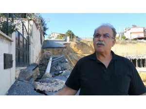 İnşaat temeli yolu çökertince bitişikteki evler boşaltıldı