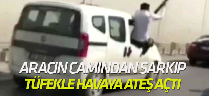 Düğün Konvoyunda Aracın Camından Sarkıp, Tüfekle Havaya Ateş Açtı