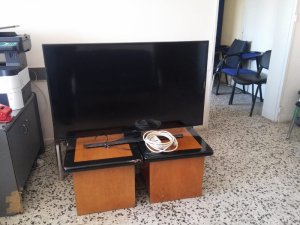 Televizyon hırsızları önce kameraya sonra polise yakalandı