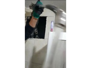 Aksaray itfaiyesinden kedi kurtarma operasyonu