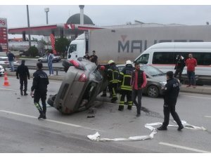 Kontrolden çıkan otomobil takla attı: 2 yaralı
