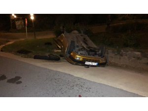 2 aracın takla attığı kazada emekli astsubay yaralandı