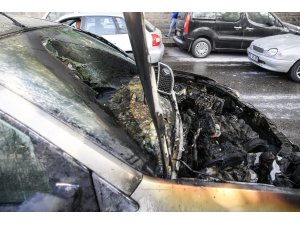 Başkentte araç yangını