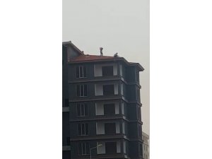 İnşaat işçileri metrelerce yükseklikte canını tehlikeye attı