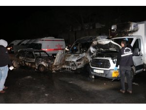 Alev alan otomobil 3 araca çarptı