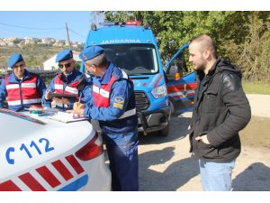 Jandarma ekiplerinden helikopterli trafik denetimi