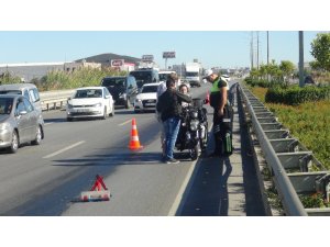 Aküsü biten elektrikli bisiklet D-400 karayolunu altüst etti