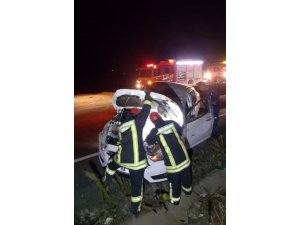 Denizli’de otomobil takla attı: 4 yaralı