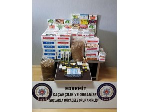 Evrak kontrolü için gidilen iş yerinde kaçak tütün ve makaron ele geçirildi