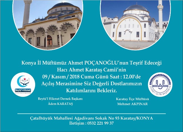 Hacı Ahmet Karataş Camii açılıyor