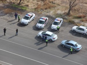 Konya'da helikopterle trafik denetimi