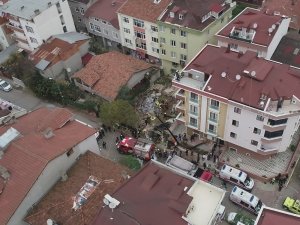 Sancaktepe’de askeri helikopterin düştüğü sokak  havadan görüntülendi