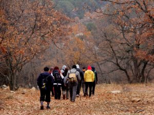 Doğada öğretmenler için yürüdüler