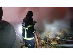 Yüzlerce saman balyası alevlere teslim oldu