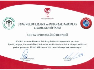 Konyaspor’a  UEFA Kulüp ve Finansal Fair Play Lisansı