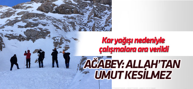 Çığ altında kalan dağcıyı arama çalışmalarına ara verildi