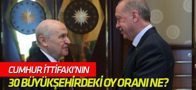 Cumhur ittifakının 30 büyükşehirdeki oy oranı ne?